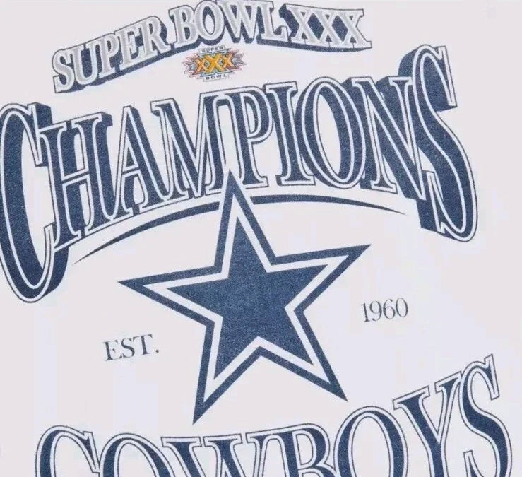 DAL Bowl XXX Champions Est 1960 One Side Printed T-Shirt
