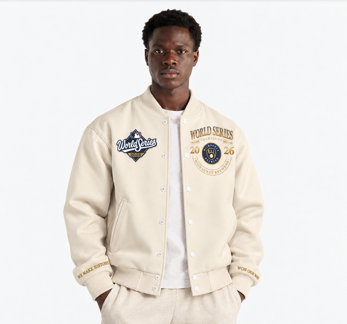 Milwaukee Brewers 2026 WS Champions Limited Edition Varsity Jacket - Printed
