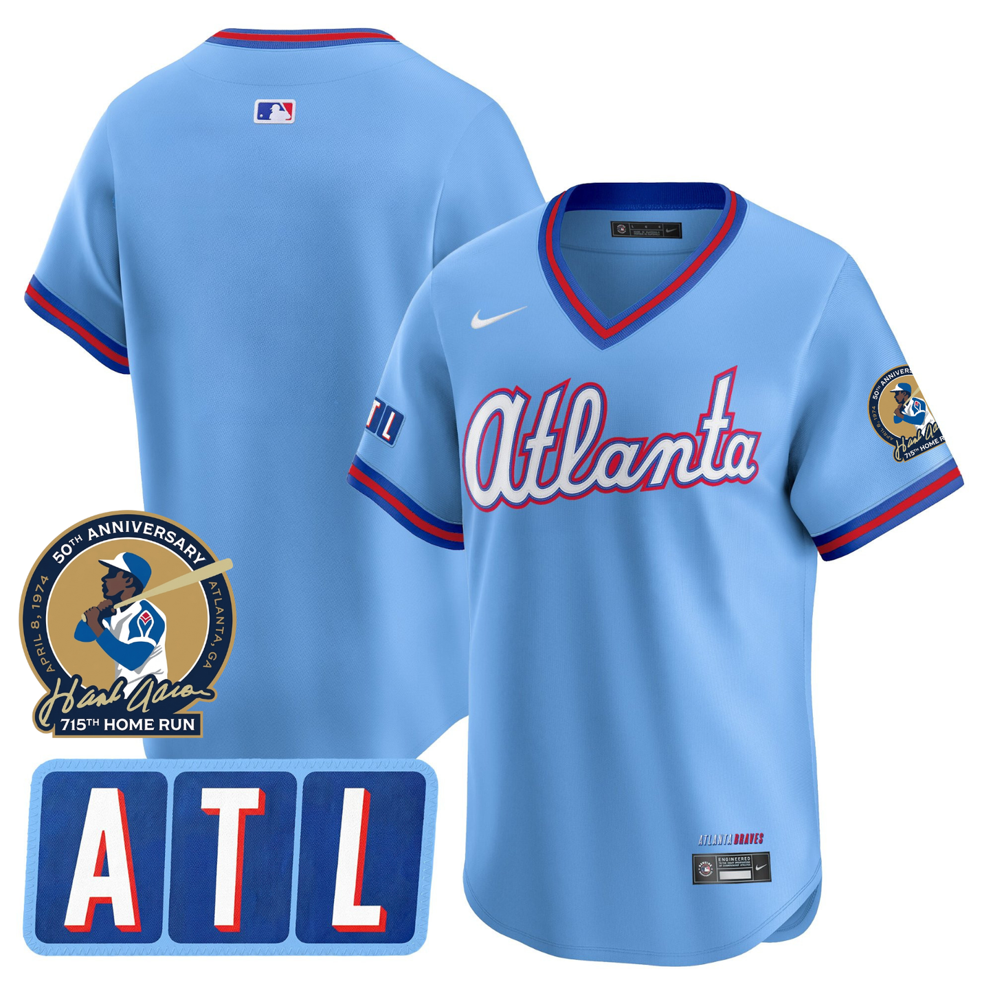 Atlanta Braves 2026 City Connect Hank Aaron 715th Home Run Patch Limited Jersey - Stitched
