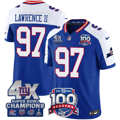 NYG 4X Champions & 100th Season Patch Vapor Limited Gold Jersey - Stitched-NQD