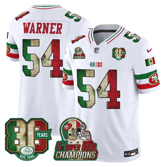 49ers Mexico 80th Anniversary & 5X Champs Black Jersey - Stitched
