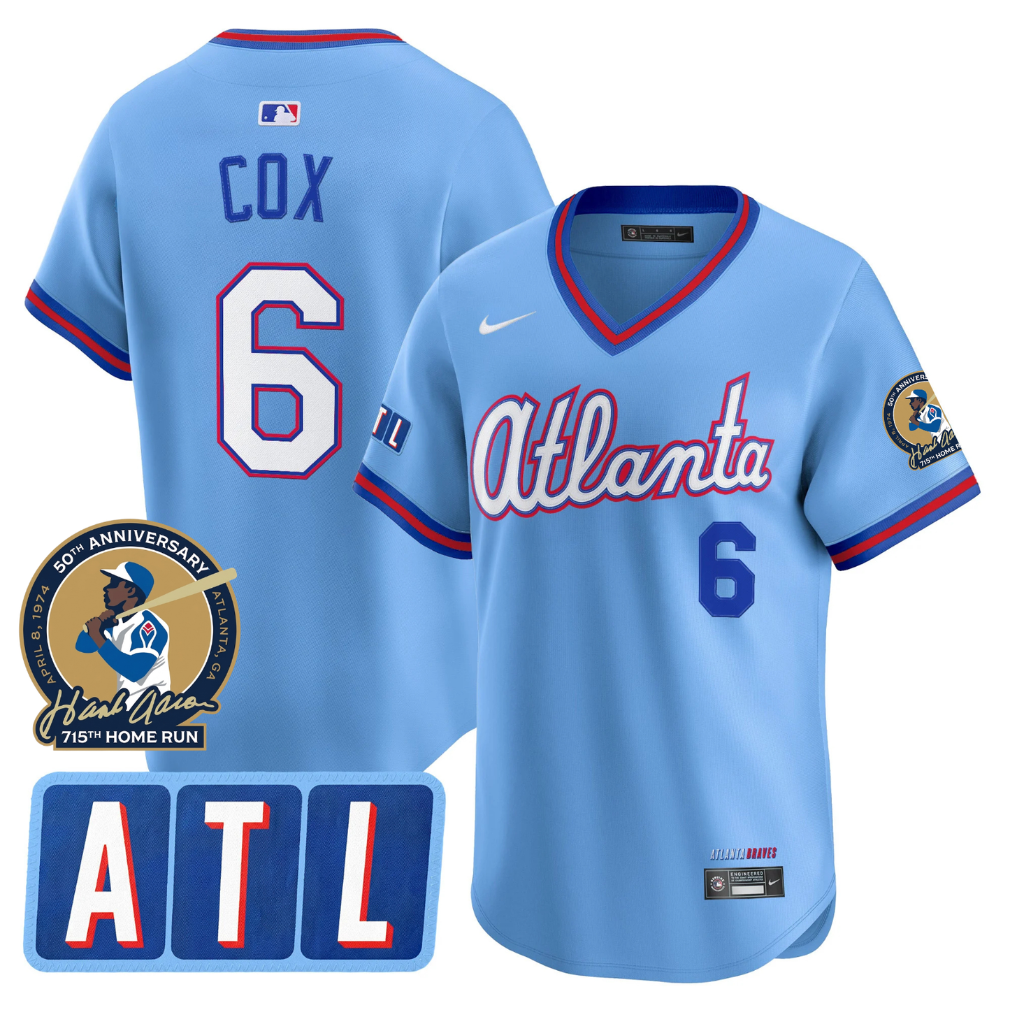 Atlanta Braves 2026 City Connect Hank Aaron 715th Home Run Patch Limited Jersey - Stitched