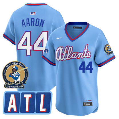 Atlanta Braves 2026 City Connect Hank Aaron 715th Home Run Patch Limited Jersey - Stitched