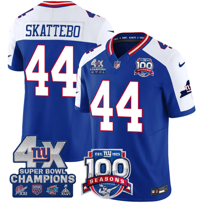 NYG 4X Champions & 100th Season Patch Vapor Limited Jersey - Stitched