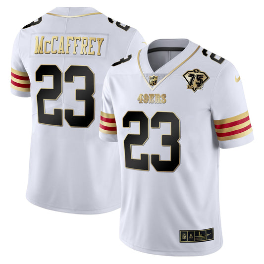 Men's 49ers 75th Anniversary Patch Vapor Gold Jersey V2 - All Stitched