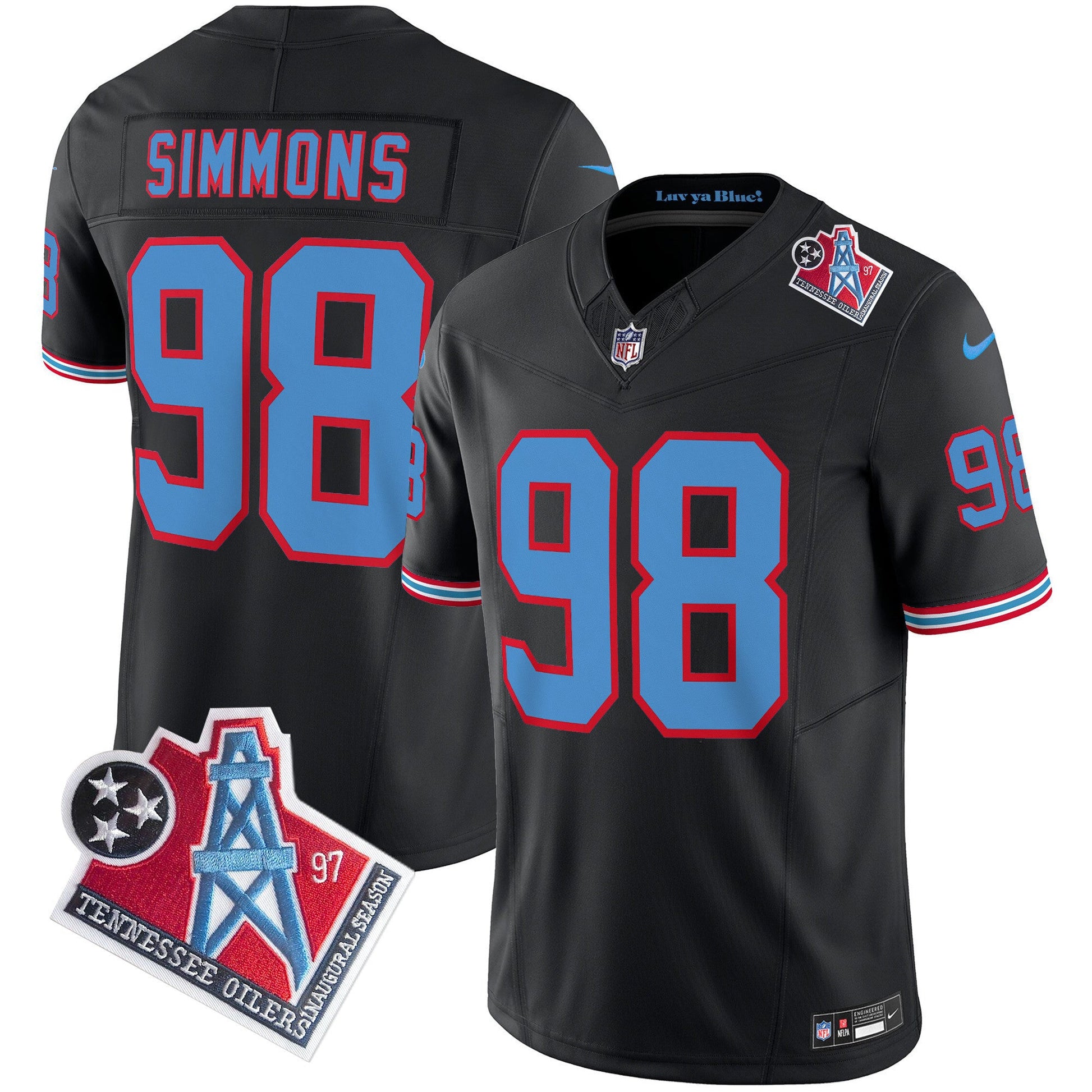 Men's Titans 1997 Throwback Limited Vapor Jersey V2 - All Stitched