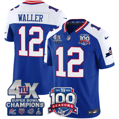 NYG 4X Champions & 100th Season Patch Vapor Limited Gold Jersey - Stitched-NQD