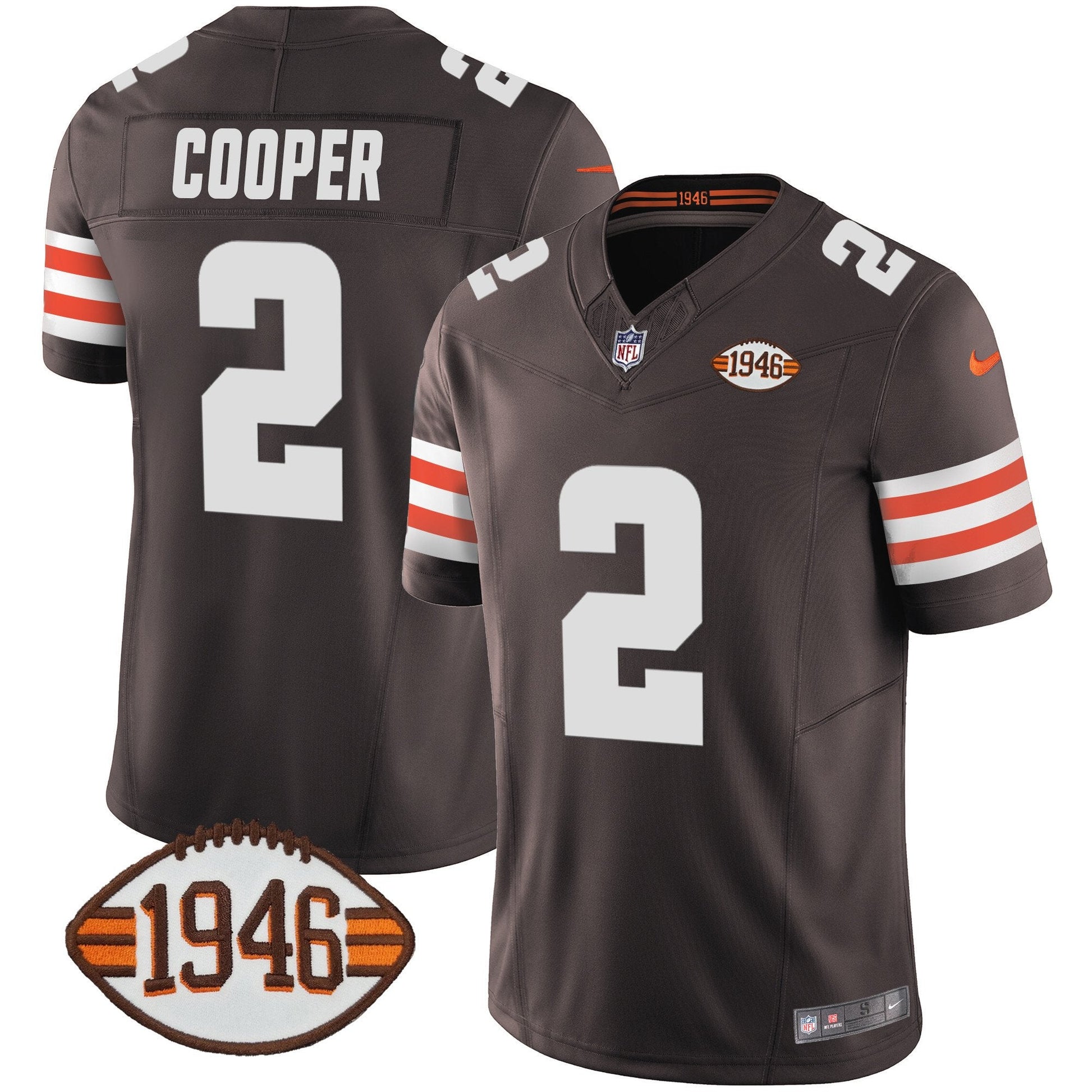 Men's Browns 1946 75th Anniversary Patch Jersey - All Stitched