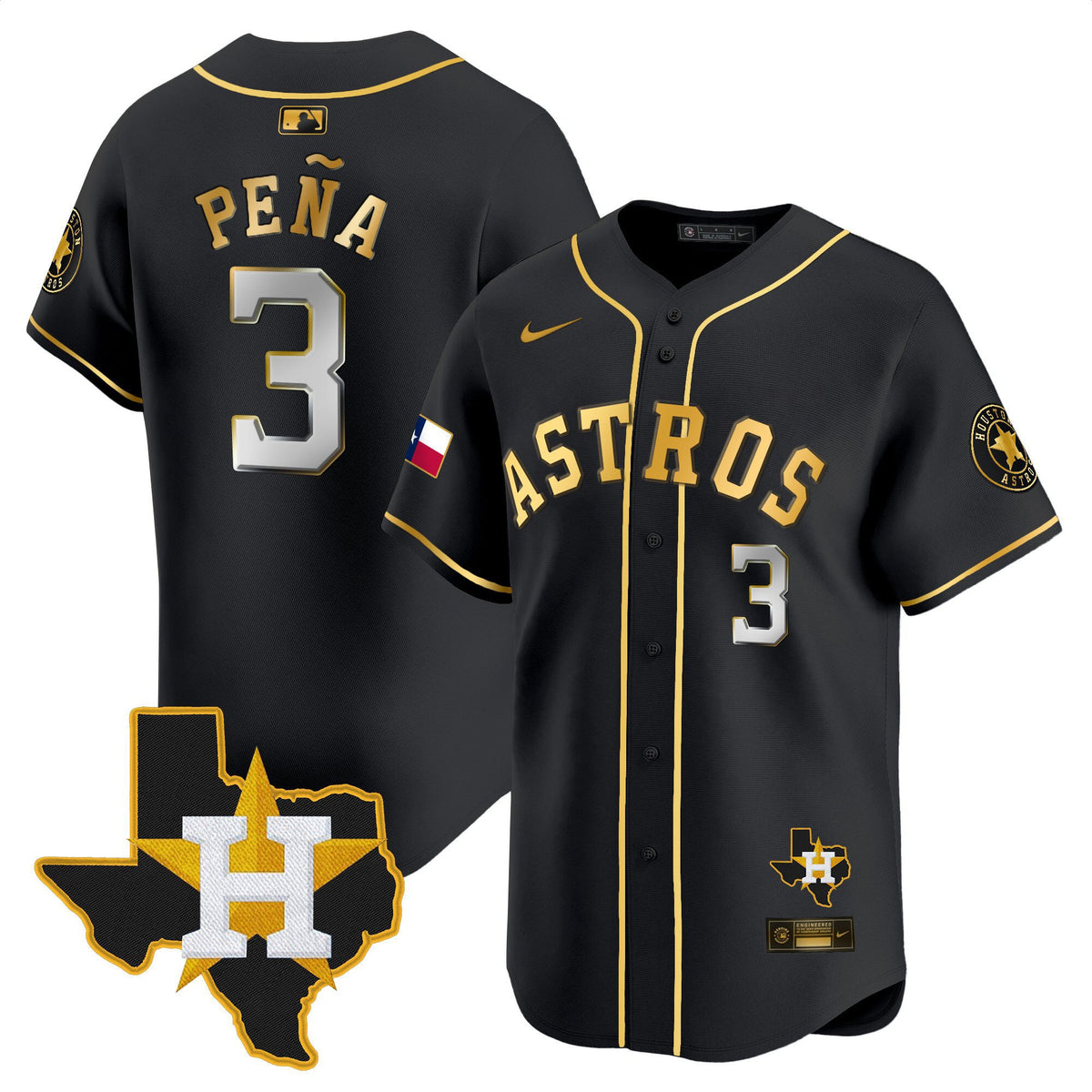 Men's Houston Astros Texas Patch Vapor Premier Limited Jersey - All Stitched