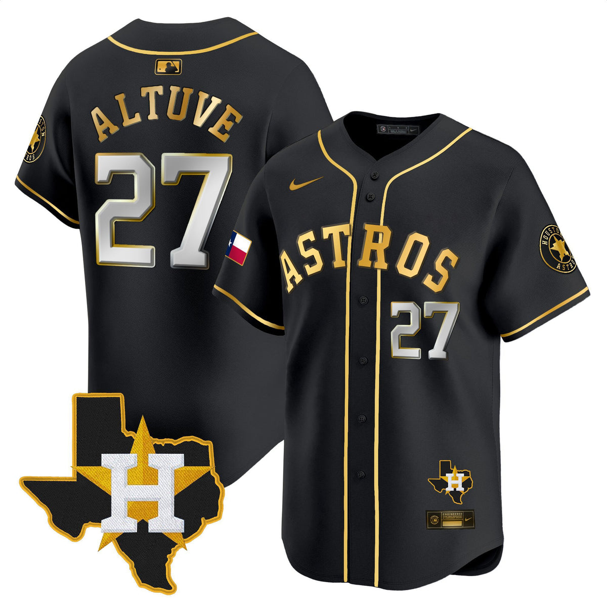 Men's Houston Astros Texas Patch Vapor Premier Limited Jersey - All Stitched