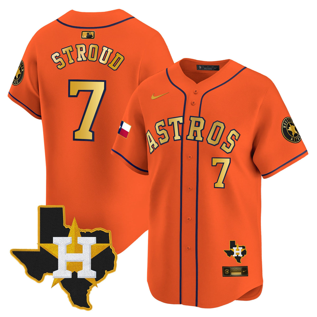Men's Houston Astros Texas Patch Vapor Premier Limited Jersey - All Stitched