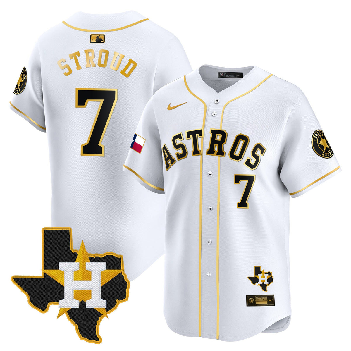 Men's Houston Astros Texas Patch Vapor Premier Limited Jersey - All Stitched