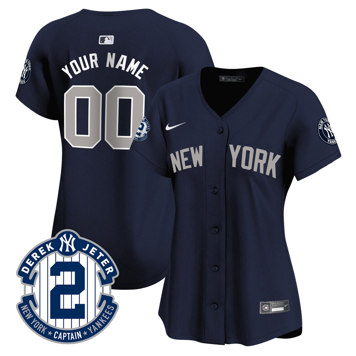 New York Yankees Derek Jeter Patch Vapor Premier Limited Custom Jersey - All Stitched