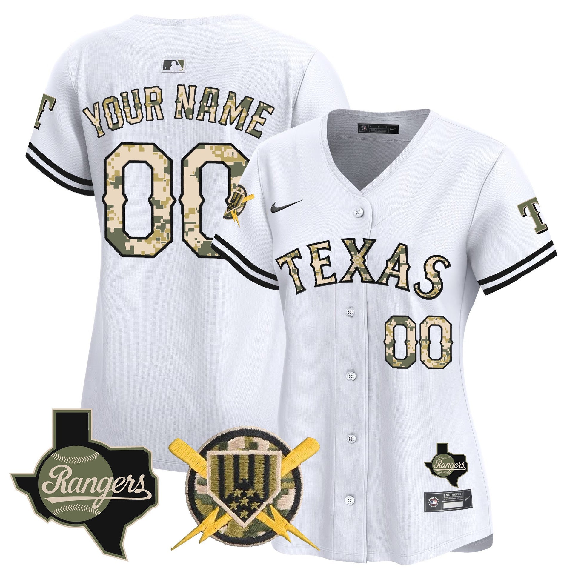 Texas Rangers Armed Forces Day Vapor Premier Limited Custom Jersey - All Stitched
