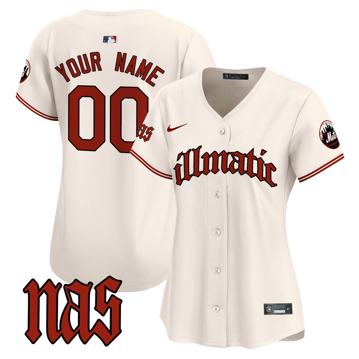 Mets Nas Illmatic Vapor Premier Limited Custom Jersey - All Stitched