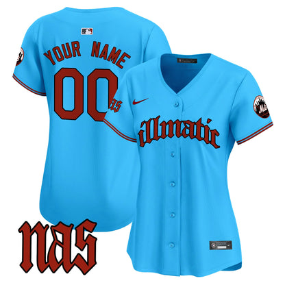 Mets Nas Illmatic Vapor Premier Limited Custom Jersey - All Stitched