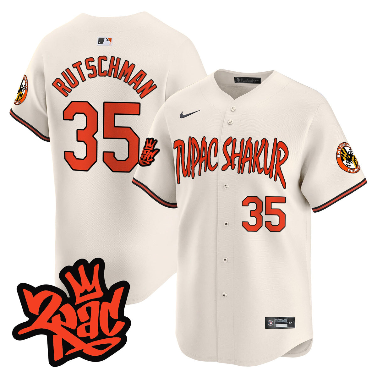 Men’s Baltimore Orioles Tupac Shakur Vapor Premier Limited Jersey - All Stitched