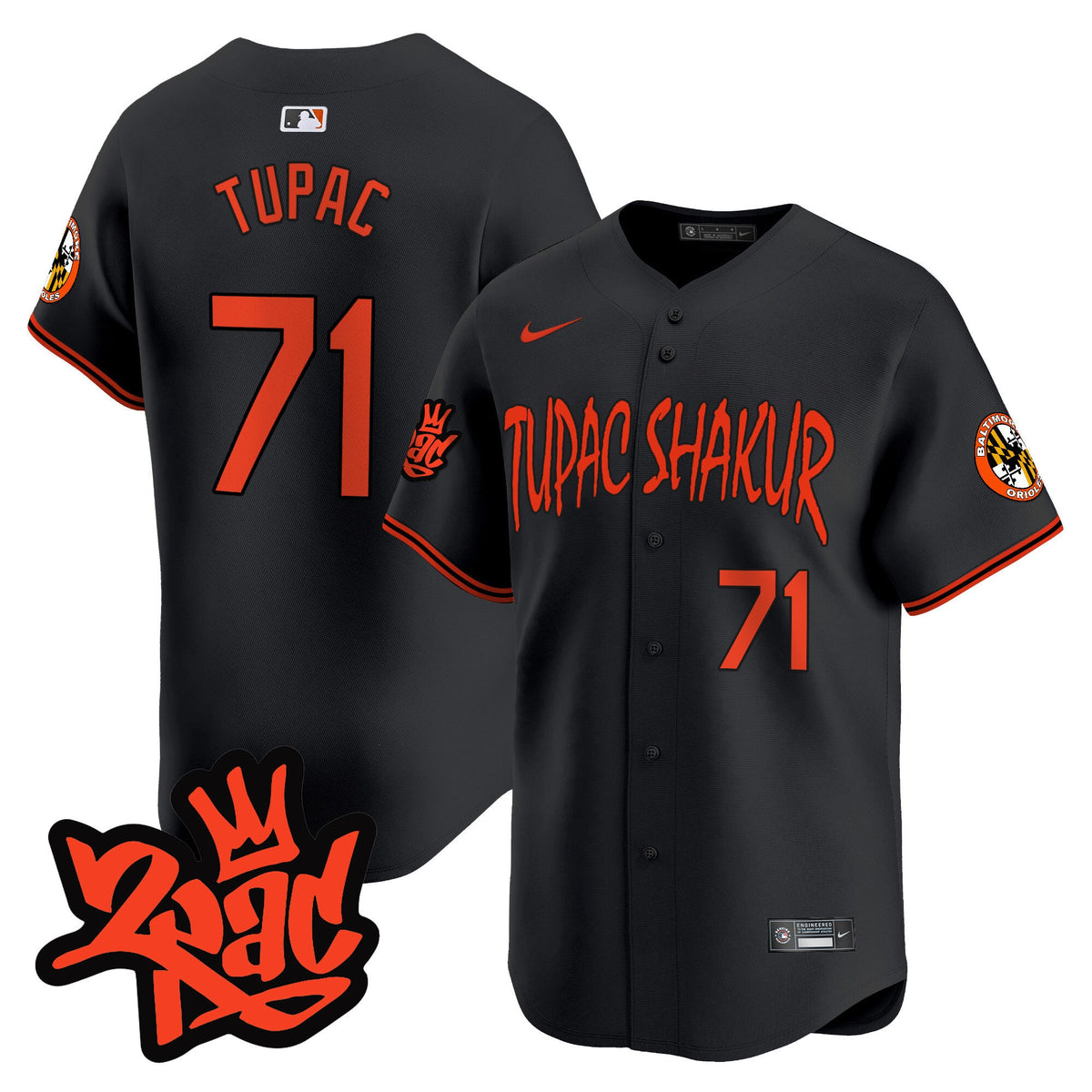 Men’s Baltimore Orioles Tupac Shakur Vapor Premier Limited Jersey - All Stitched