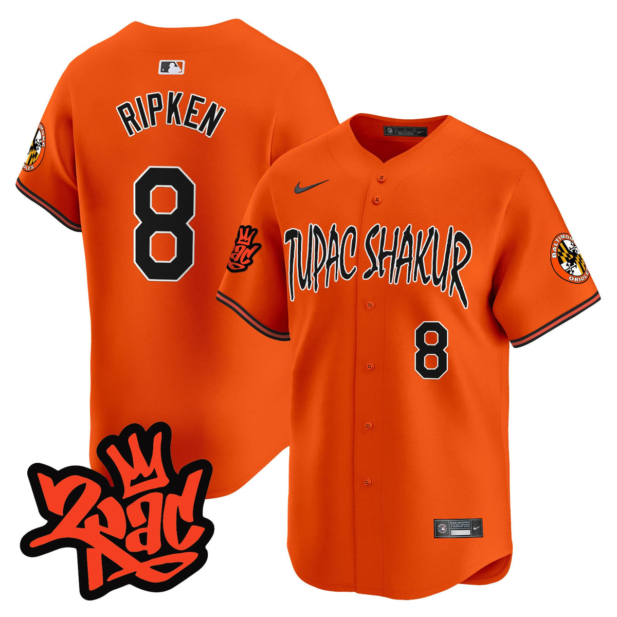 Men’s Baltimore Orioles Tupac Shakur Vapor Premier Limited Jersey - All Stitched