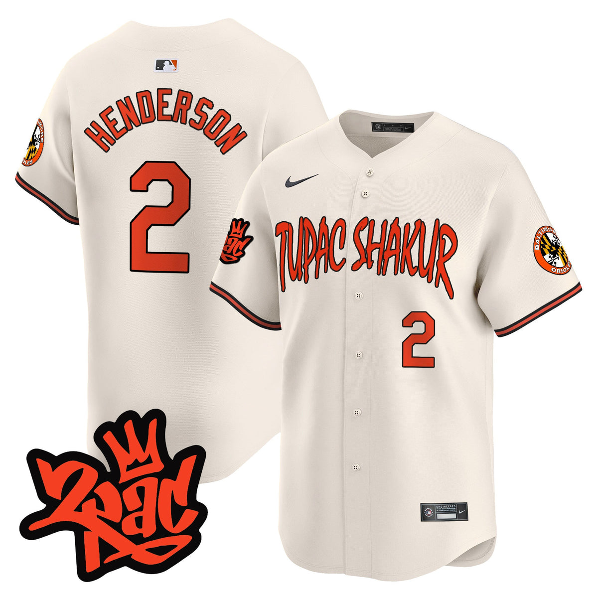 Men’s Baltimore Orioles Tupac Shakur Vapor Premier Limited Jersey - All Stitched