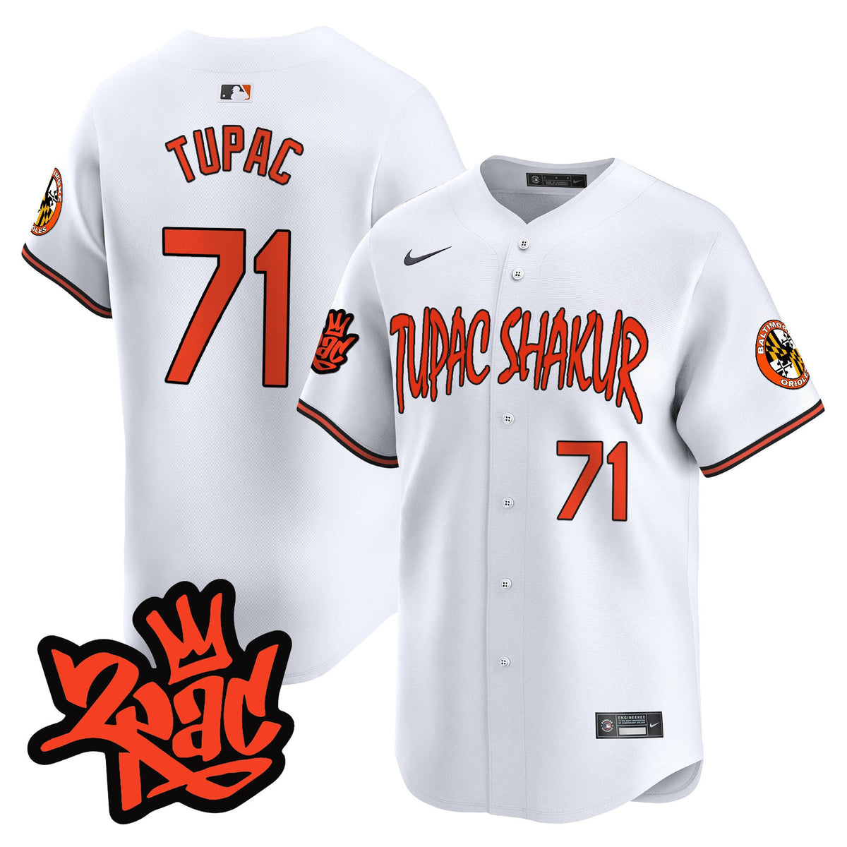 Men’s Baltimore Orioles Tupac Shakur Vapor Premier Limited Jersey - All Stitched