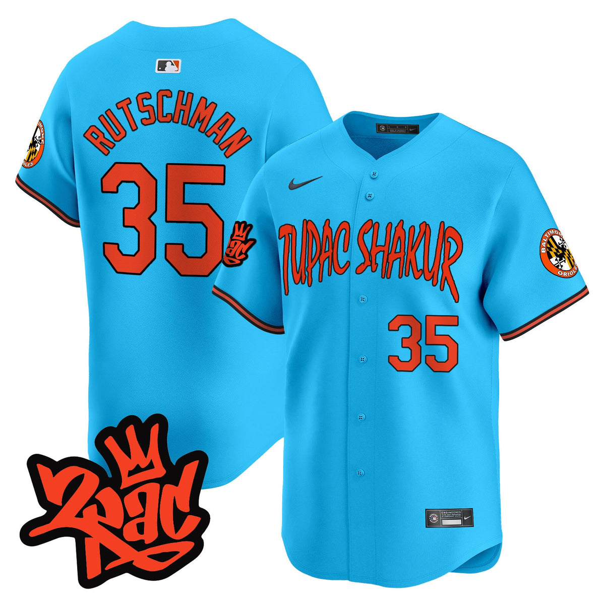 Men’s Baltimore Orioles Tupac Shakur Vapor Premier Limited Jersey - All Stitched