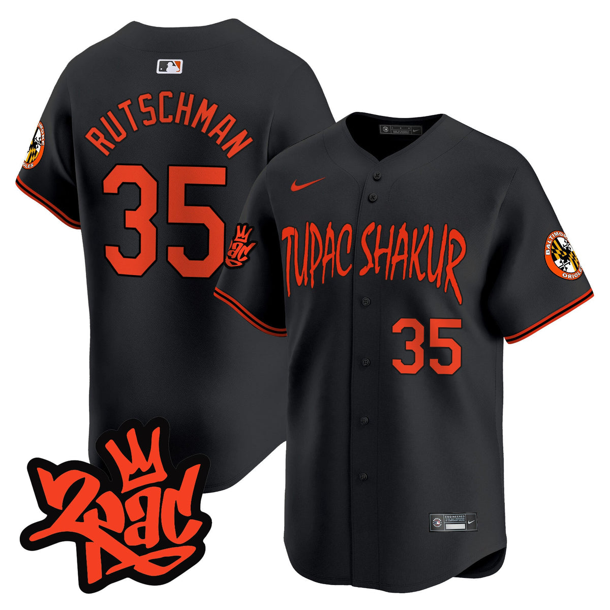 Men’s Baltimore Orioles Tupac Shakur Vapor Premier Limited Jersey - All Stitched