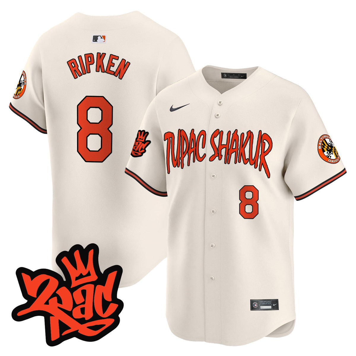 Men’s Baltimore Orioles Tupac Shakur Vapor Premier Limited Jersey - All Stitched