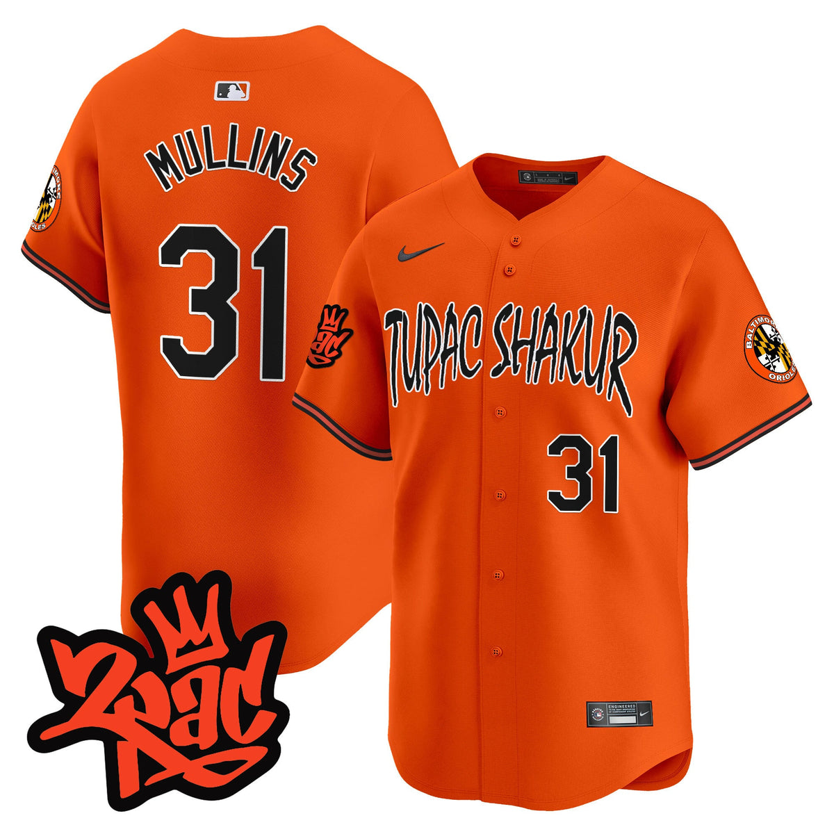 Men’s Baltimore Orioles Tupac Shakur Vapor Premier Limited Jersey - All Stitched