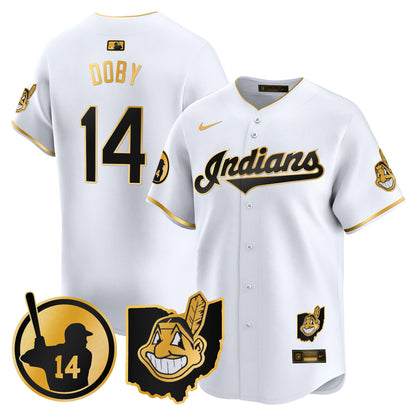 Men's Cleveland Indians Larry Doby Patch Vapor Premier Limited Jersey - All Stitched