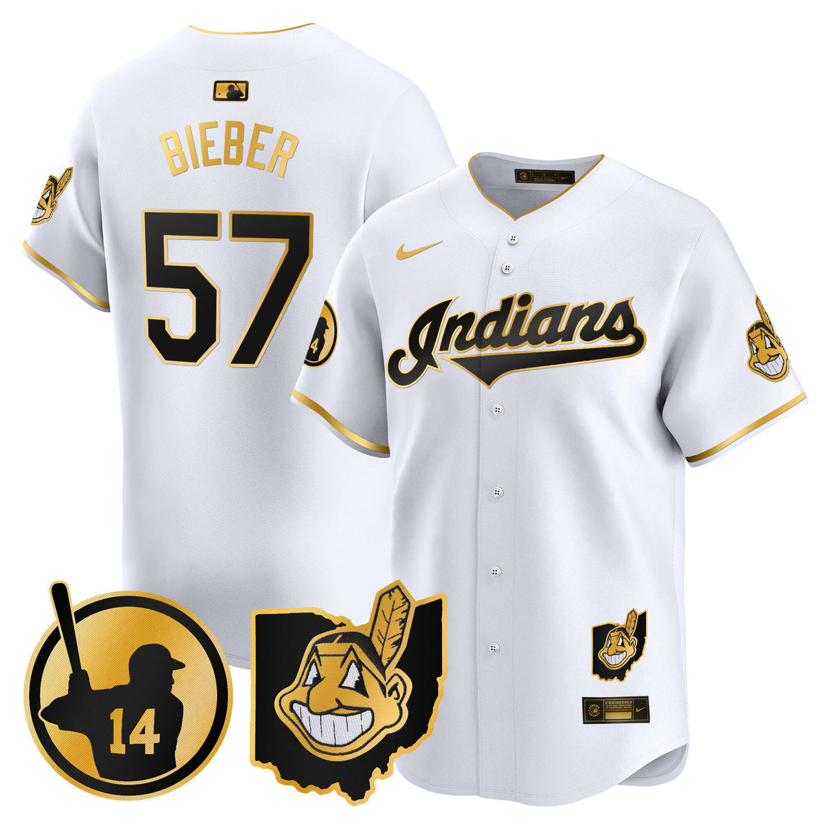Men's Cleveland Indians Larry Doby Patch Vapor Premier Limited Jersey - All Stitched
