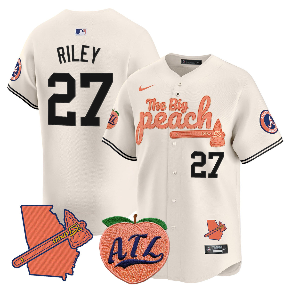 Men's Atlanta Braves The Big Peach Vapor Premier Limited Jersey V2 - All Stitched