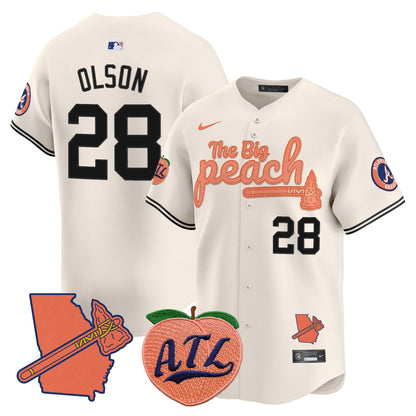 Men's Atlanta Braves The Big Peach Vapor Premier Limited Jersey V2 - All Stitched