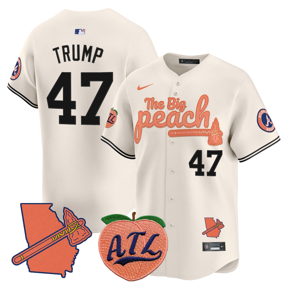 Men's Atlanta Braves The Big Peach Vapor Premier Limited Jersey V2 - All Stitched