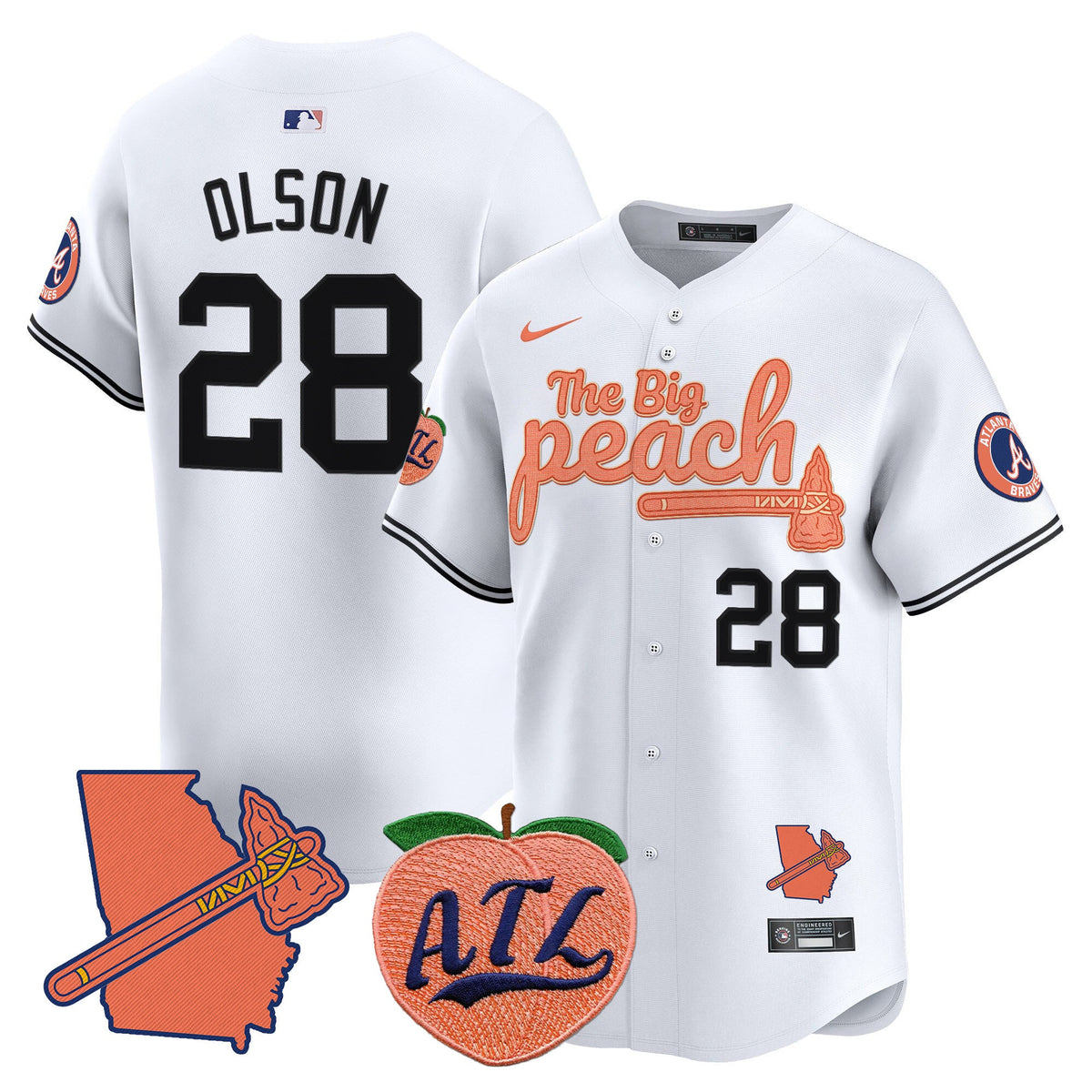 Men's Atlanta Braves The Big Peach Vapor Premier Limited Jersey V2 - All Stitched