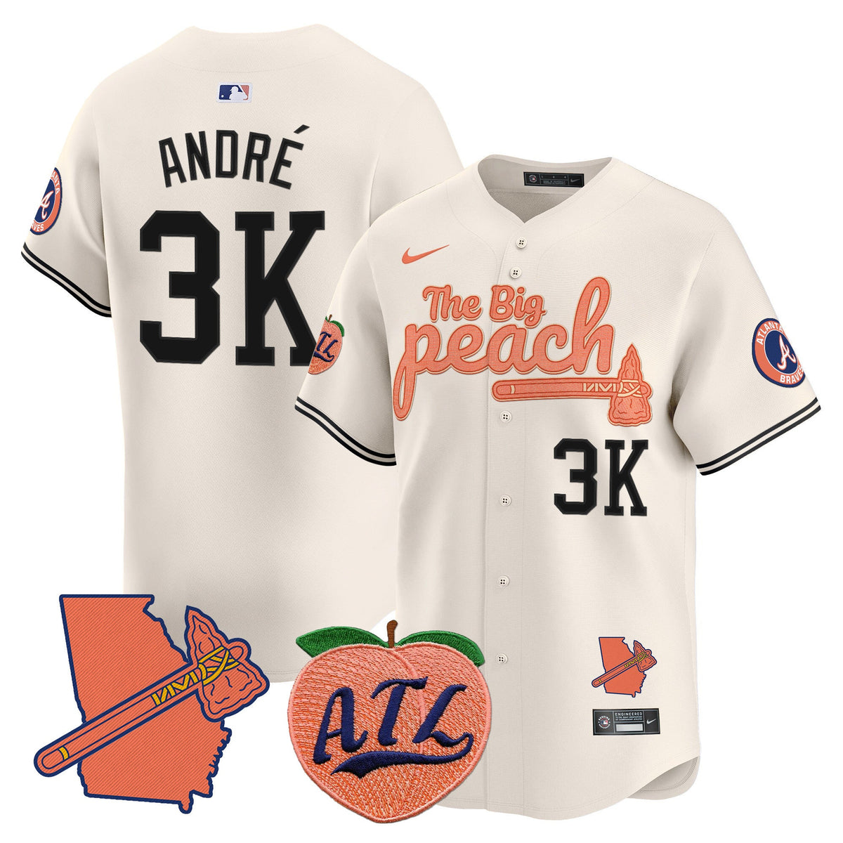 Men's Atlanta Braves The Big Peach Vapor Premier Limited Jersey V2 - All Stitched