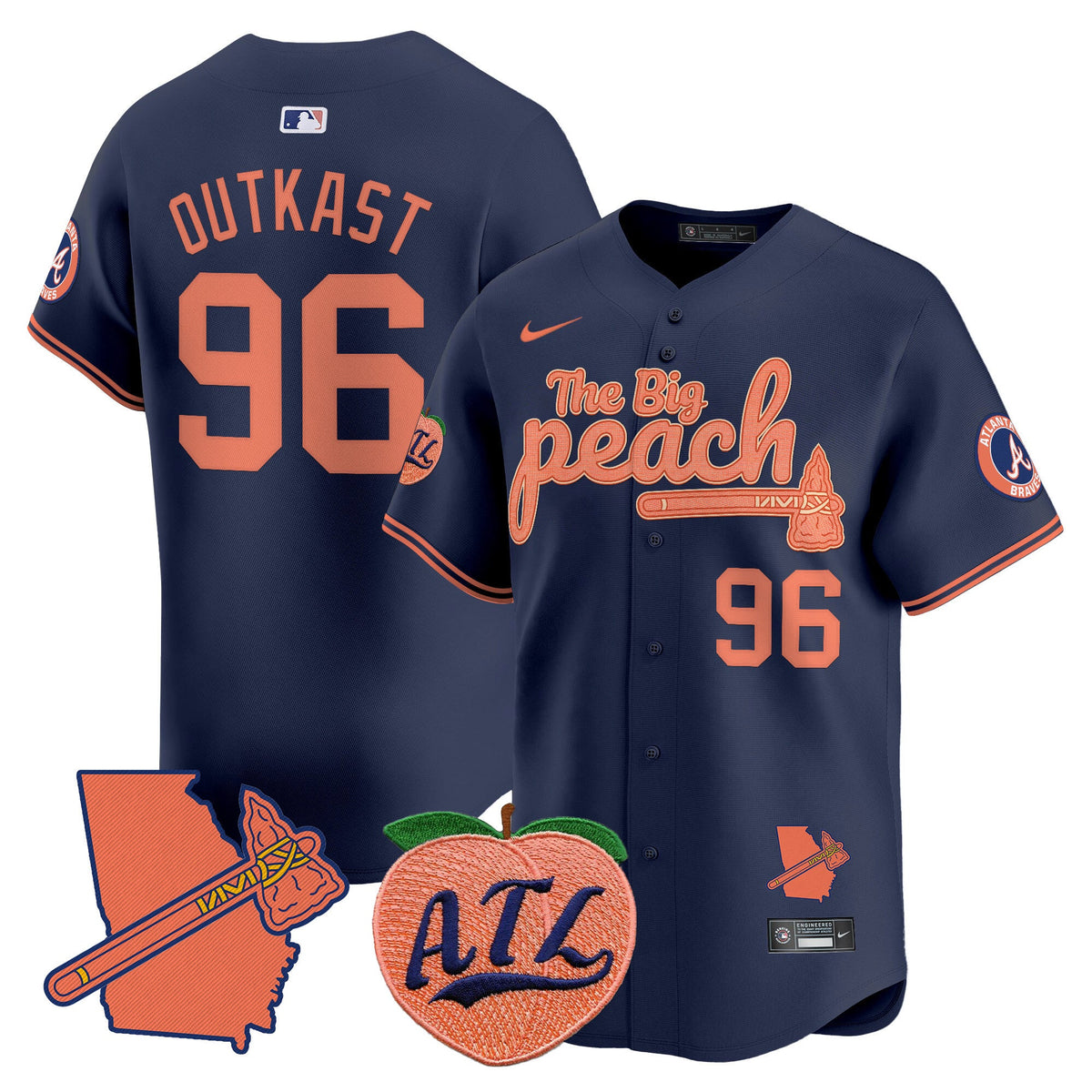 Men's Atlanta Braves The Big Peach Vapor Premier Limited Jersey V2 - All Stitched