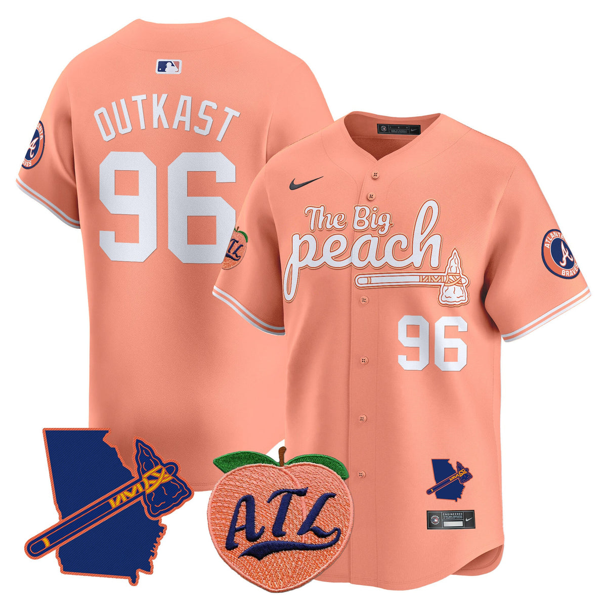 Men's Atlanta Braves The Big Peach Vapor Premier Limited Jersey V2 - All Stitched