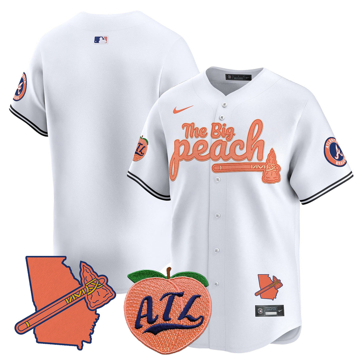 Men's Atlanta Braves The Big Peach Vapor Premier Limited Jersey V2 - All Stitched