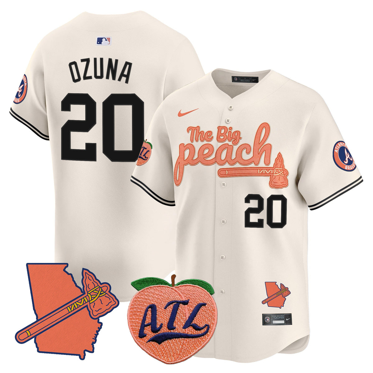 Men's Atlanta Braves The Big Peach Vapor Premier Limited Jersey V2 - All Stitched