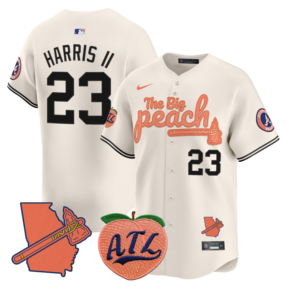 Men's Atlanta Braves The Big Peach Vapor Premier Limited Jersey V2 - All Stitched