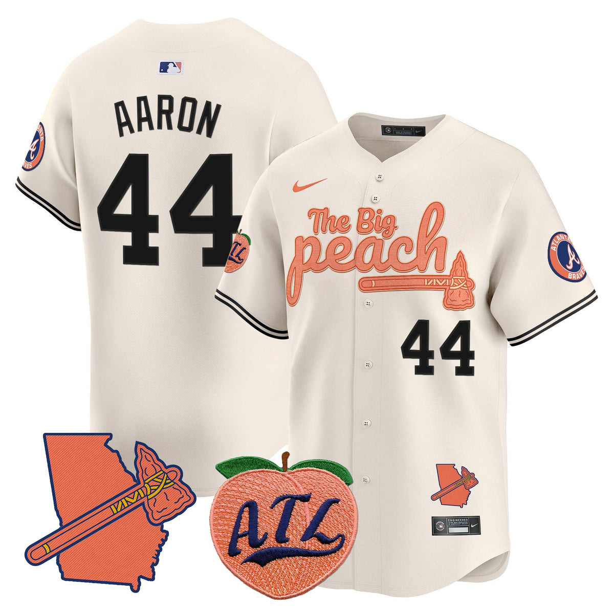Men's Atlanta Braves The Big Peach Vapor Premier Limited Jersey V2 - All Stitched