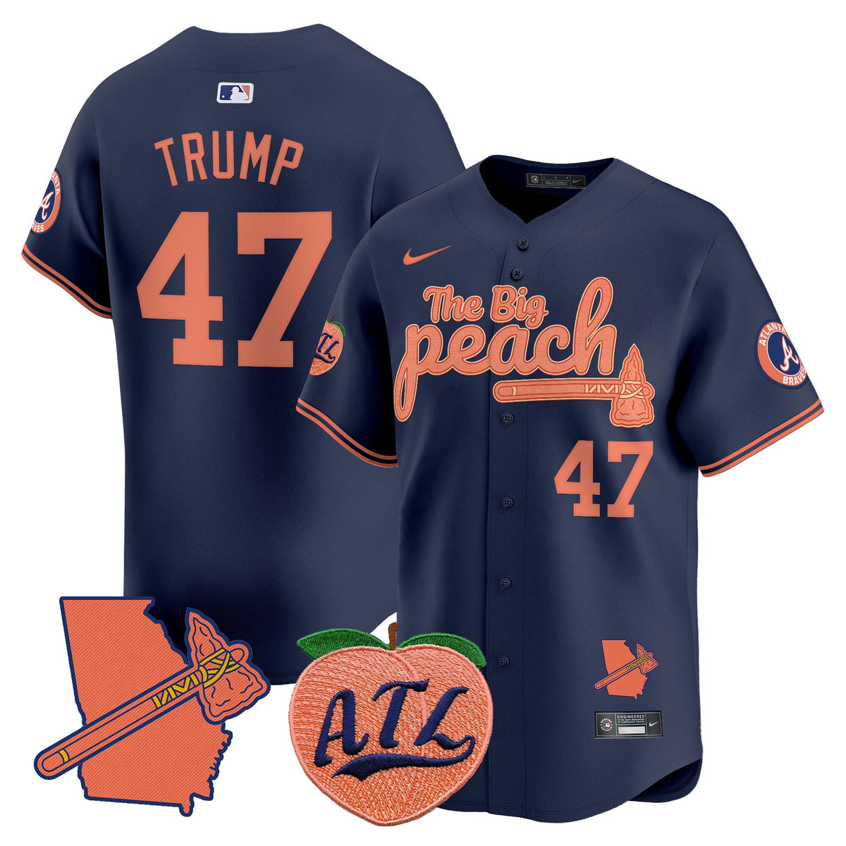 Men's Atlanta Braves The Big Peach Vapor Premier Limited Jersey V2 - All Stitched