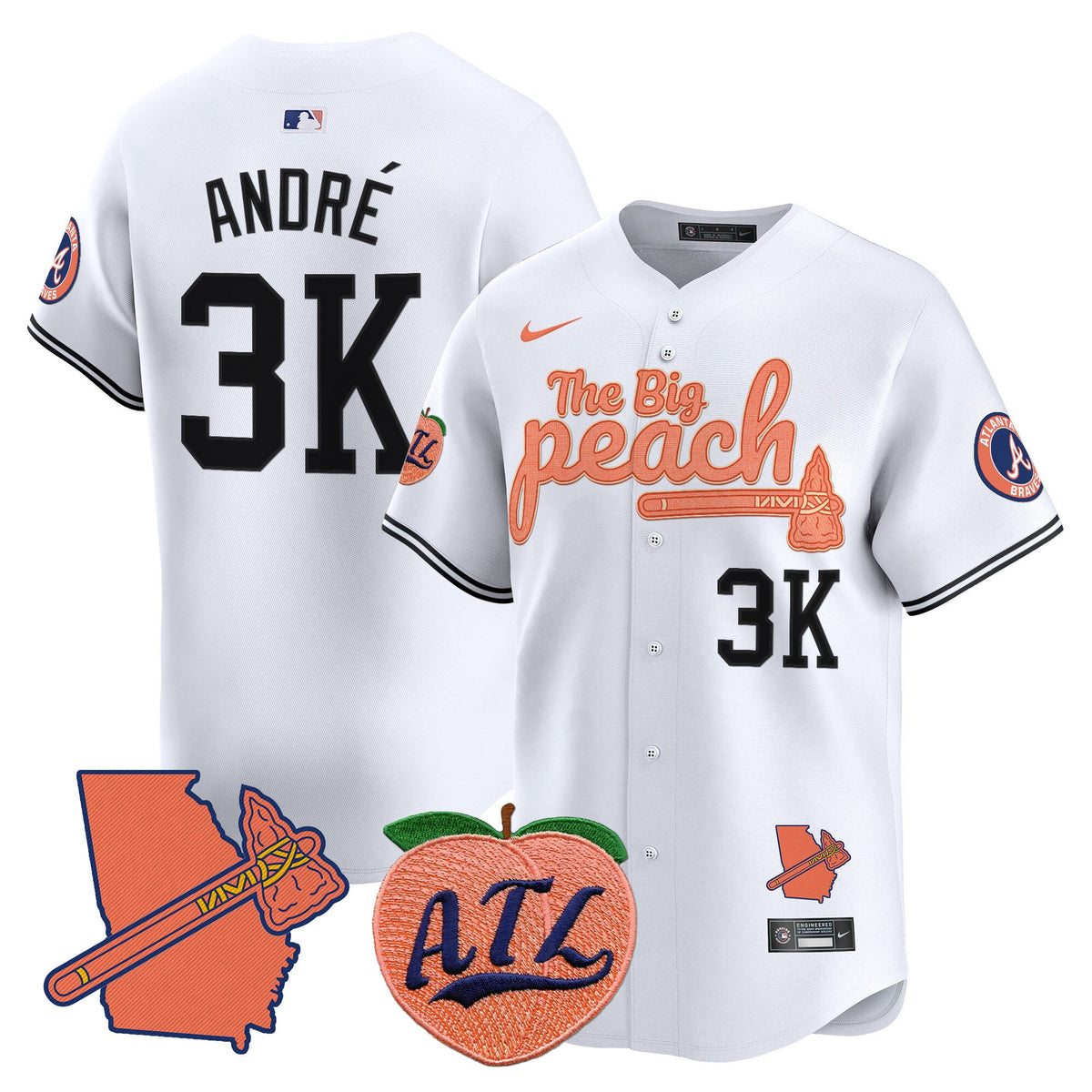 Men's Atlanta Braves The Big Peach Vapor Premier Limited Jersey V2 - All Stitched