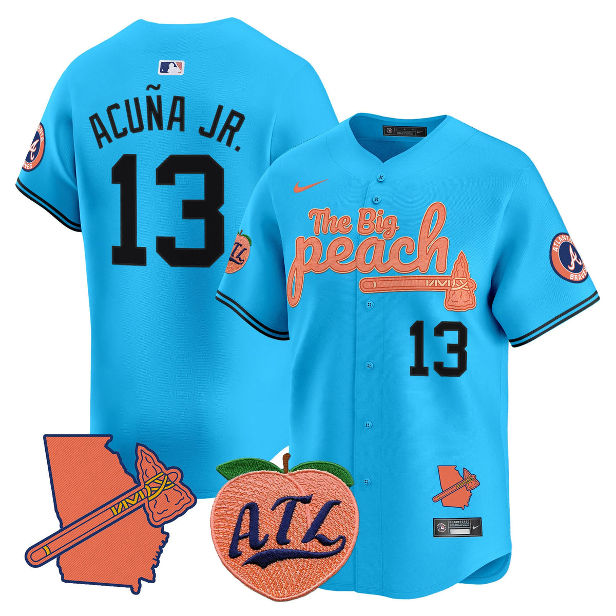 Men's Atlanta Braves The Big Peach Vapor Premier Limited Jersey V2 - All Stitched