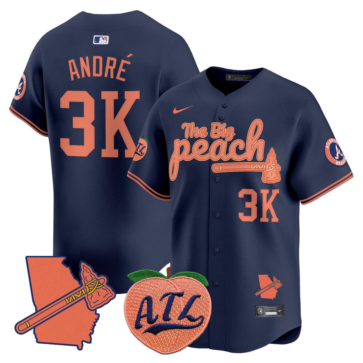 Men's Atlanta Braves The Big Peach Vapor Premier Limited Jersey V2 - All Stitched