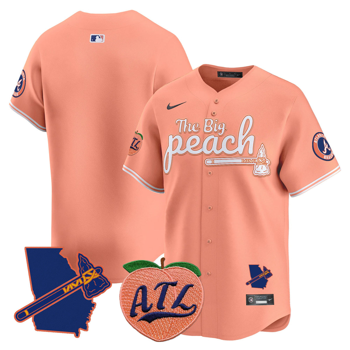 Men's Atlanta Braves The Big Peach Vapor Premier Limited Jersey V2 - All Stitched