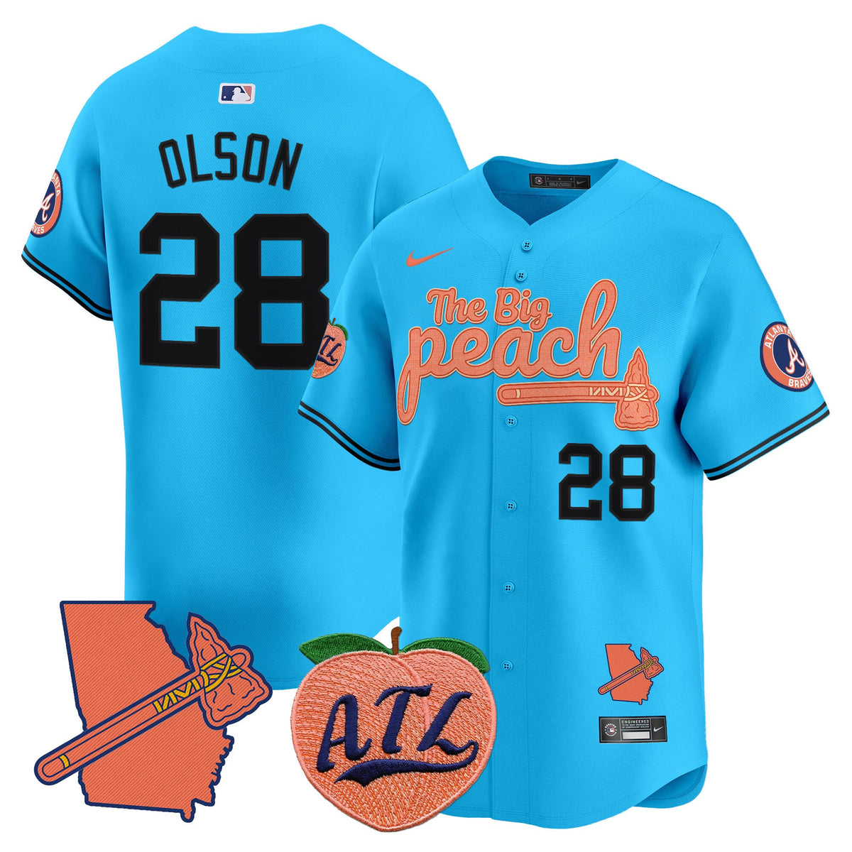 Men's Atlanta Braves The Big Peach Vapor Premier Limited Jersey V2 - All Stitched