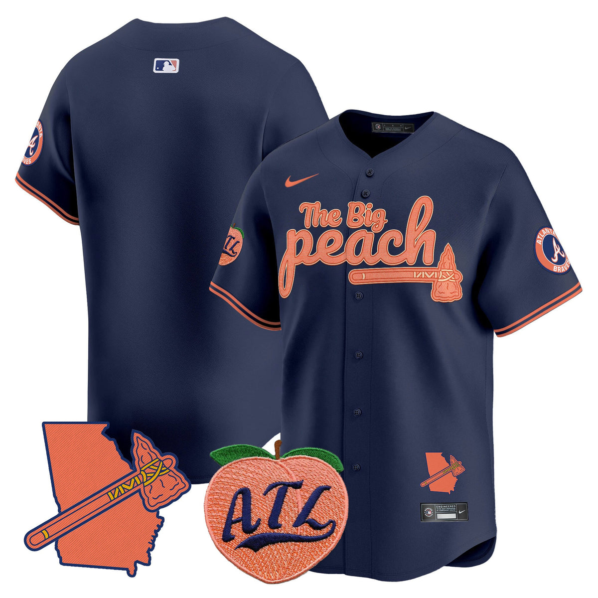 Men's Atlanta Braves The Big Peach Vapor Premier Limited Jersey V2 - All Stitched