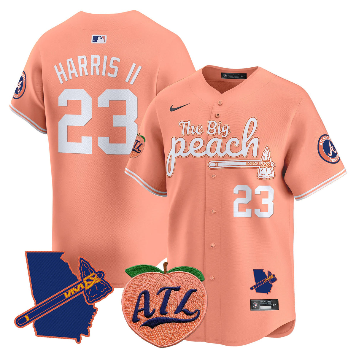 Men's Atlanta Braves The Big Peach Vapor Premier Limited Jersey V2 - All Stitched
